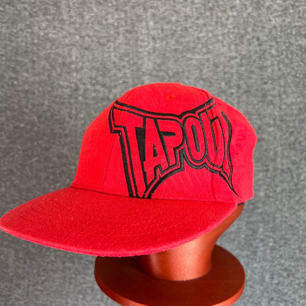 Tapout Red Black Embroidered‎ Logo Flexfit Hat L/XL Flat Brim Y2K MMA Cap UFC